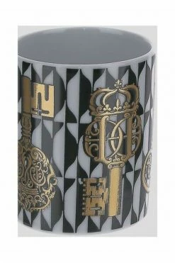FORNASETTI Bekers & Kopjes Ceramic Chiavi Printed Mug White