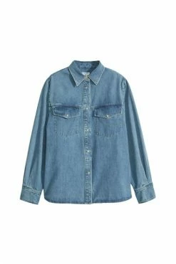 Filippa K Spijkerblouses Denim Shirts Blue