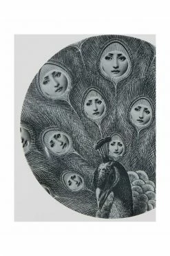 FORNASETTI Borden Ceramic Tema E Variazioni No.259 Wall Plate Gray