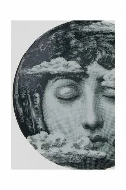 FORNASETTI Borden Ceramic Tema E Variazioni No.402 Wall Plate From Black