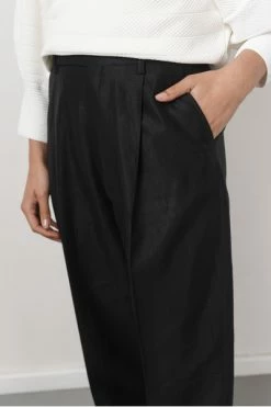 Filippa K Wijde Broeken JULIE LINEN TROUSERS 1433 Black